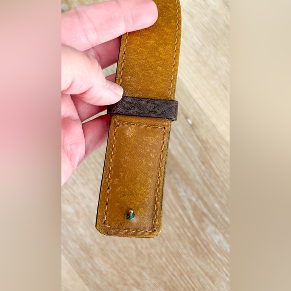 Vtg Tony Lama Dark Chocolate Brown Bull-hide Leather Western Belt Size 38 - Picture 6 of 9